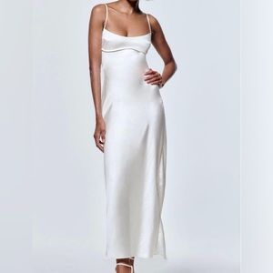 White Zara Satin Slip Dress